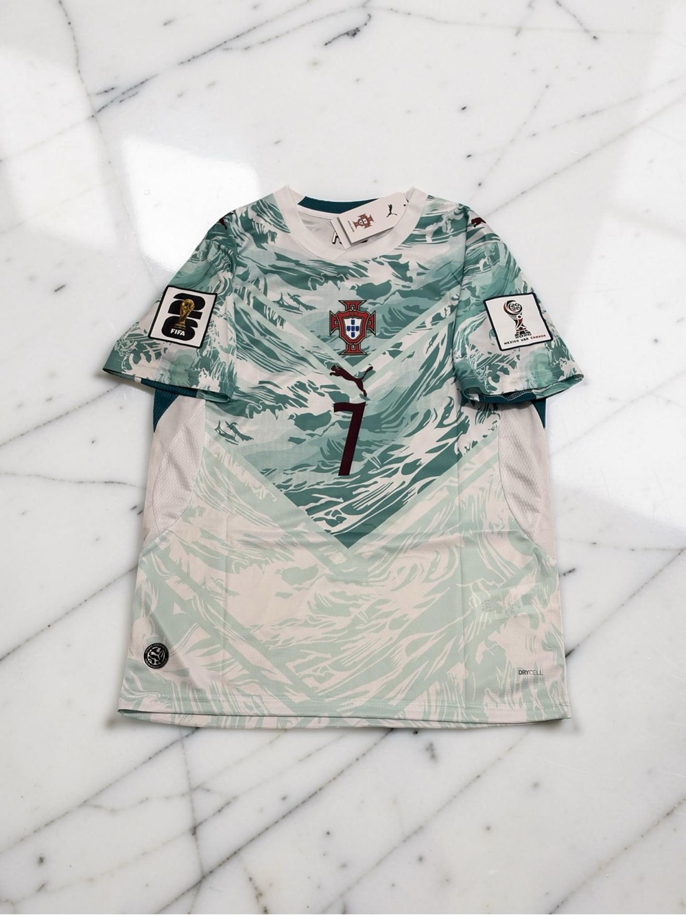 Portugal Ronaldo #7 Away Soccer Jersey Adult S-2XL White Mint New - Picture 2 of 2